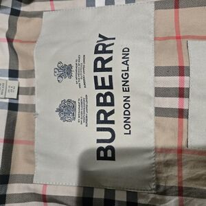 Burberry Tan and Black Trench Coat with Iconic Check Pattern